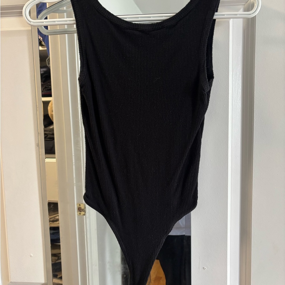 Lulu's Black Ribbed Bodysuit
